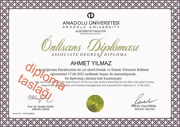 sahte ön lisans diploması